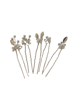 Ancient Style U-shaped Pearl Alloy Hair Fork Golden Leaf Pearl Pin Hairpin Headdress