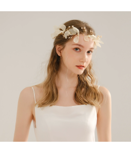 Sweet Mesh Hair Comb With Accessories Fabric Floral Headdress