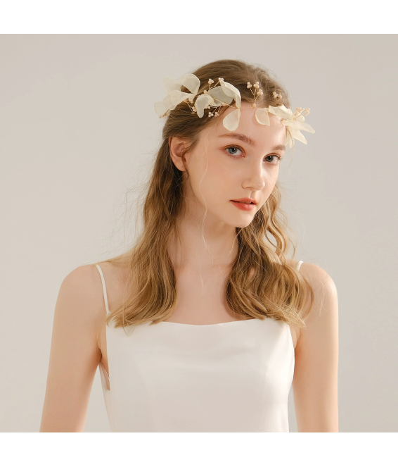 Sweet Mesh Hair Comb With Accessories Fabric Floral Headdress