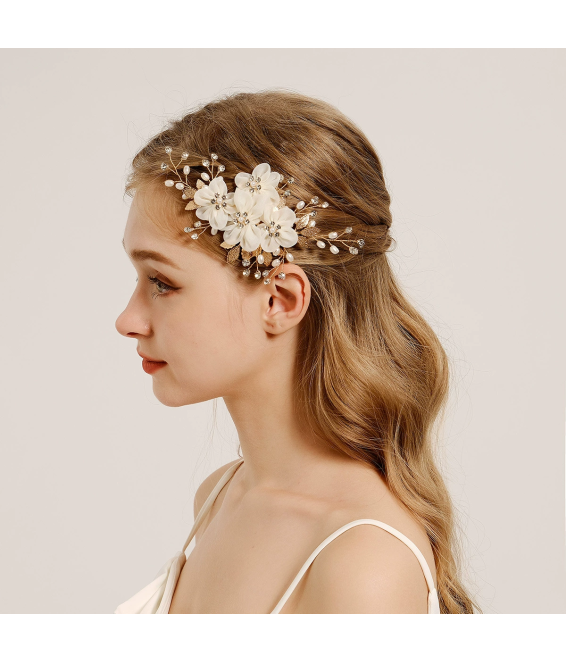 Sweet Mesh Hair Comb Headband Accessories Simulation Fabric Flower Headdress