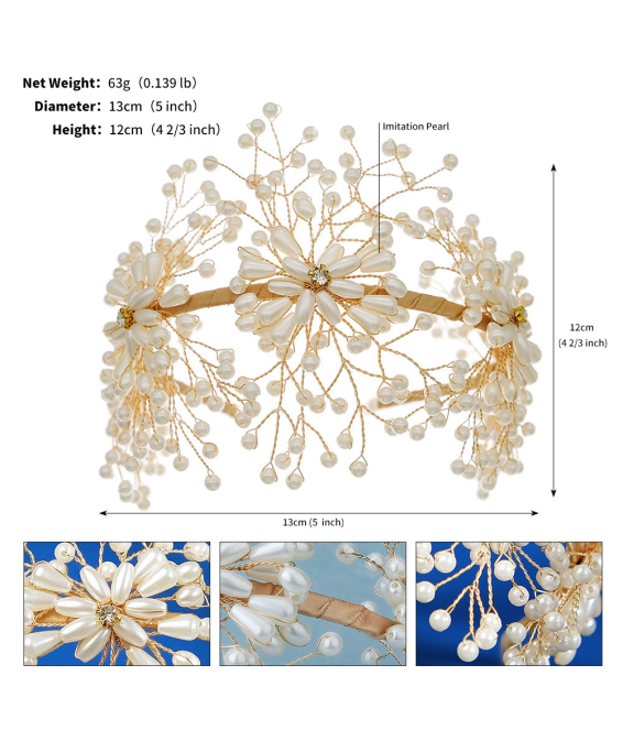 Pearl Pressed Hairband Sweet Flower Headdress Handmade Beaded Hairband