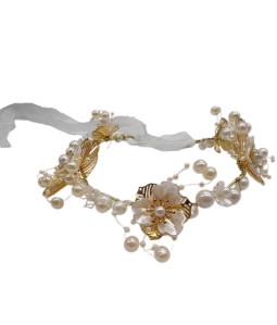 Flower Wreath Braided Headband Flower Girl Pearl Headdress