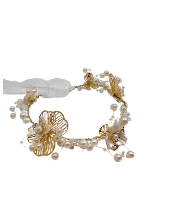 Flower Wreath Braided Headband Flower Girl Pearl Headdress