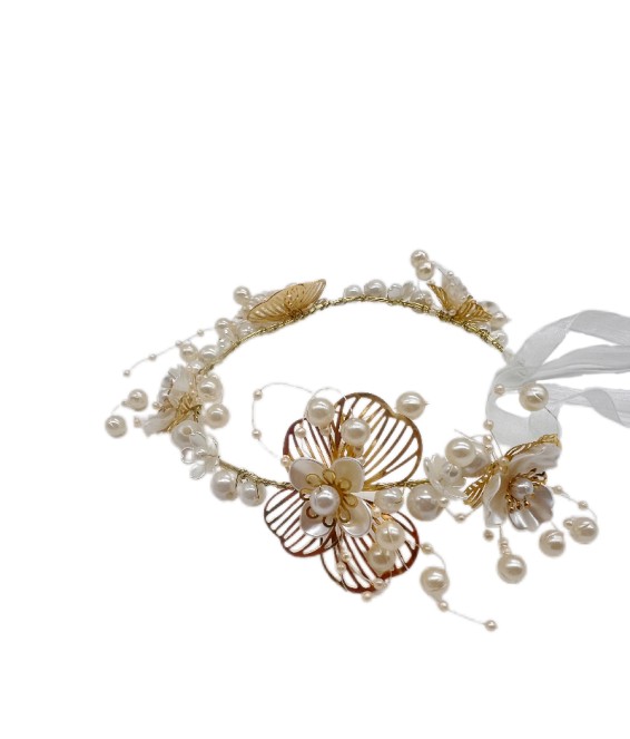 Flower Wreath Braided Headband Flower Girl Pearl Headdress