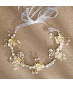 Flower Wreath Braided Headband Flower Girl Pearl Headdress