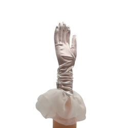 Elegant Pleated Ruffle Wedding Dress White Short Gloves