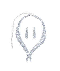 Super Flash Earring Necklace Set High-End Clavicle Chain Two-Piece Set