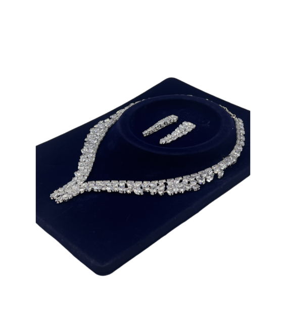 Super Flash Earring Necklace Set High-End Clavicle Chain Two-Piece Set