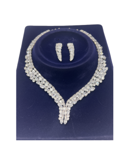 Super Flash Earring Necklace Set High-End Clavicle Chain Two-Piece Set