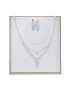 Luxury Rhinestone Necklace Earrings Leaf Set Water Drop Necklace Two-Piece Set