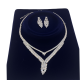 Luxury Rhinestone Necklace Earrings Leaf Set Water Drop Necklace Two-Piece Set