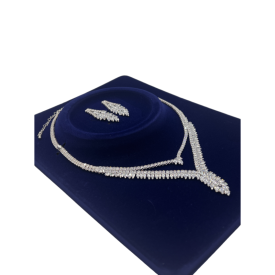 Luxury Rhinestone Necklace Earrings Leaf Set Water Drop Necklace Two-Piece Set