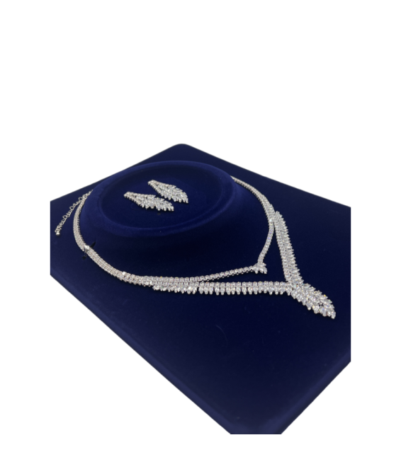 Luxury Rhinestone Necklace Earrings Leaf Set Water Drop Necklace Two-Piece Set