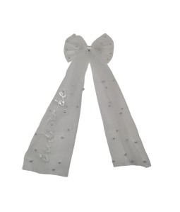 Bridal Pearl Hair Bow Veil Bridesmaid Large Hair Bow Wedding Veil With Barrette