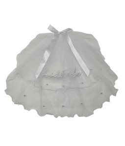 2 Tiers Pearl Hair Bow Veil Bride Wedding Veil Soft Tulle Bridal Veils With Comb