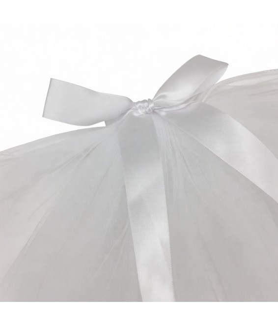 2 Tiers Pearl Hair Bow Veil Bride Wedding Veil Soft Tulle Bridal Veils With Comb