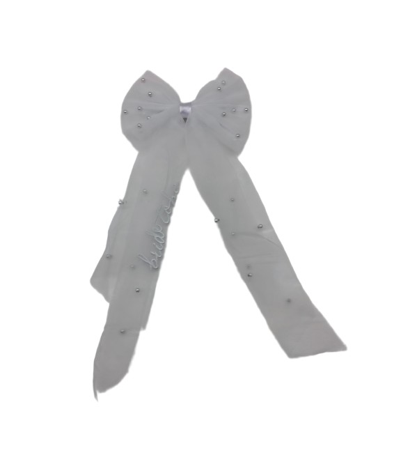 Bridal Pearl Hair Bow Embroidered Veil Bridesmaid Large Hair Bow Wedding Veil With Barrette