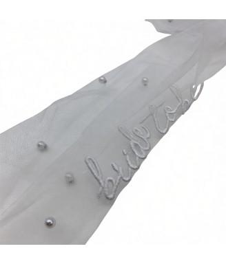 Bridal Pearl Hair Bow Embroidered Veil Bridesmaid Large Hair Bow Wedding Veil With Barrette