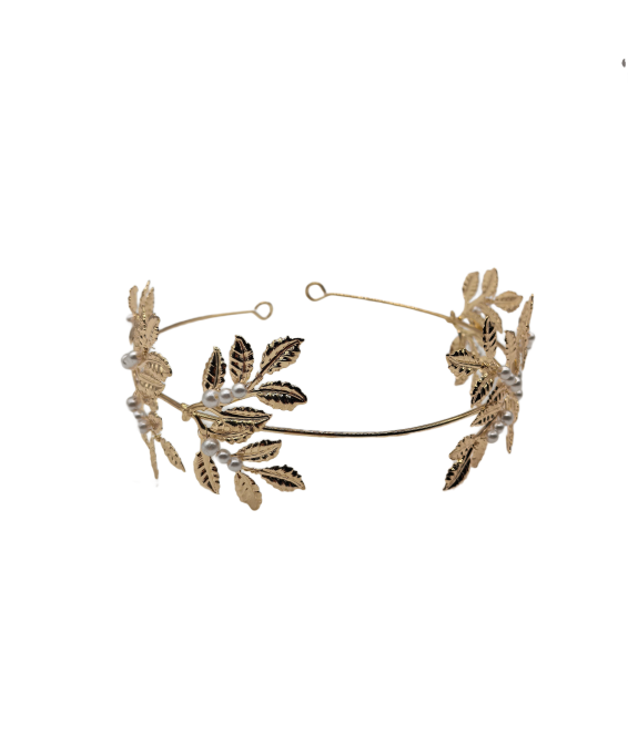 Gold Leaf Pear Wedding Headband,Metal Bridal Headband