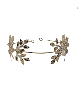 Gold Leaf Pear Wedding Headband,Metal Bridal Headband