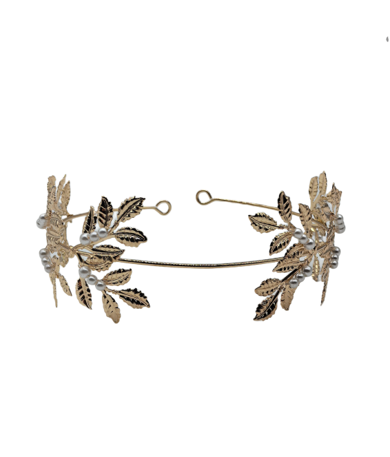 Gold Leaf Pear Wedding Headband,Metal Bridal Headband