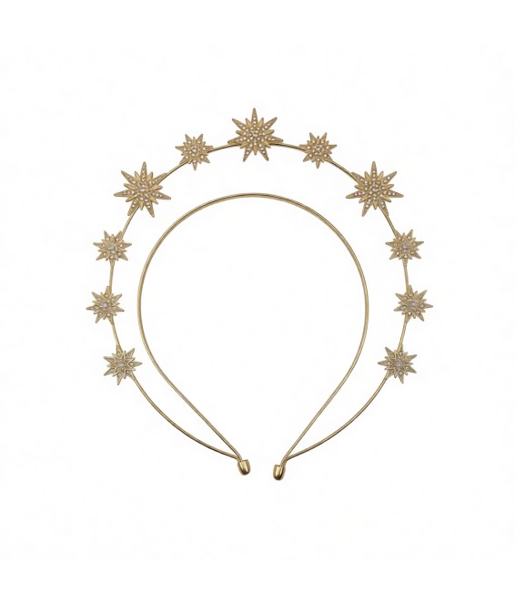 Double Layer Hexagram Wedding Headband,Metal Bridal Headband