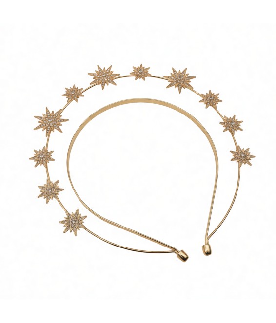 Double Layer Hexagram Wedding Headband,Metal Bridal Headband