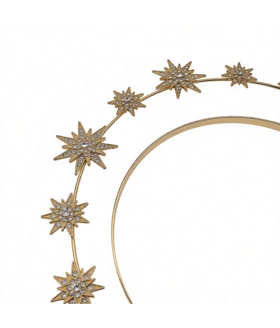 Double Layer Hexagram Wedding Headband,Metal Bridal Headband