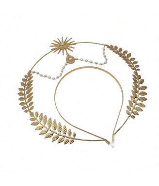 Double Layer Leaf Boho Wedding Headband,Metal Bridal Headband