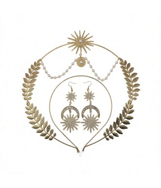 2 Pcs Boho Headband and Dangle Earrings For Wedding