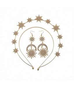 2 Pcs Baroque Headband and Dangle Earrings For Wedding