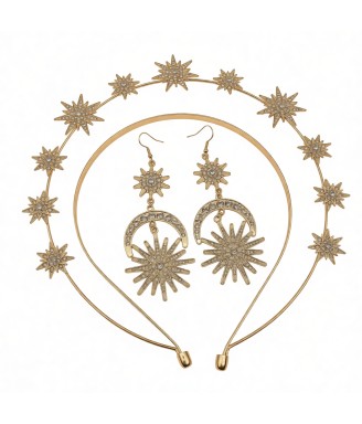 2 Pcs Baroque Headband and Dangle Earrings For Wedding